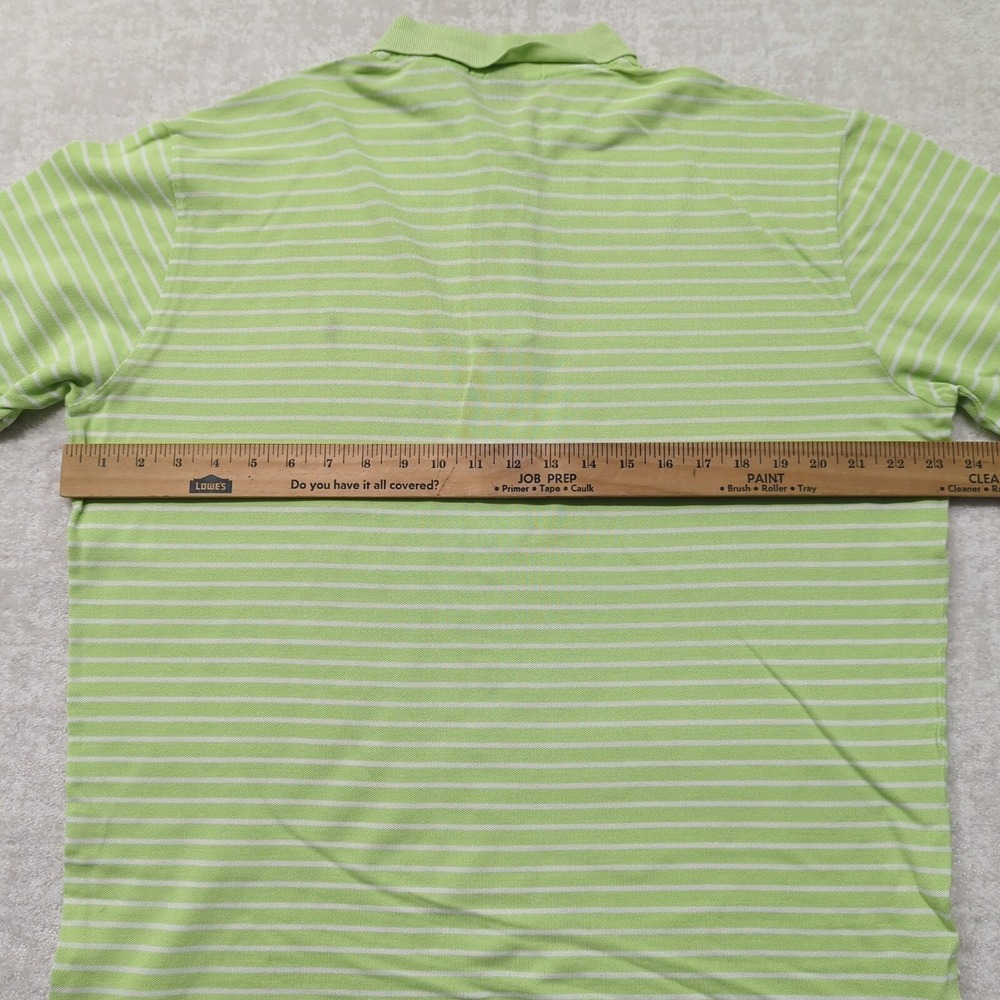 Polo Ralph Lauren Polo Shirt Mens L Lime Green White Striped Pima Cotton Pony - Picture 6 of 7